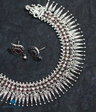 The Devi Silver Kempu Necklace (Oxidised)