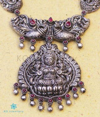 The Anisha Silver Lakshmi Nakkasi Necklace (Oxidised)