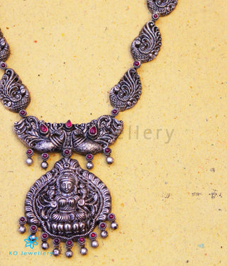 The Anisha Silver Lakshmi Nakkasi Necklace (Oxidised)