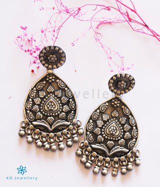 The Ramyaka Silver Peacock Earrings