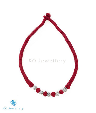 The Preshti Silver Thread Necklace (Maroon)