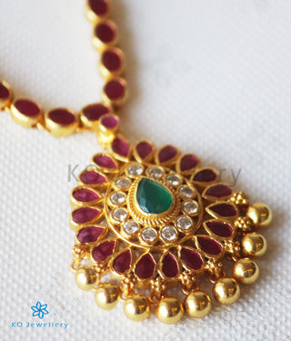 The Padmaja Silver Kempu Necklace