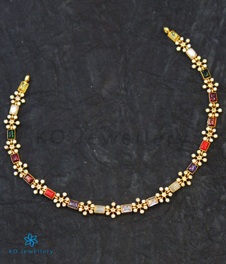 The Yajata Silver Navratna Necklace (Square)