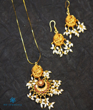 The Mayuri Silver Peacock Pendant Set