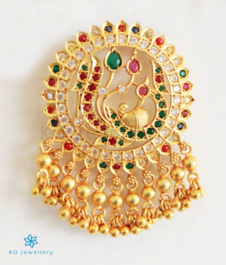 The Marala Silver Peacock Navaratna Bridal Hair Pin