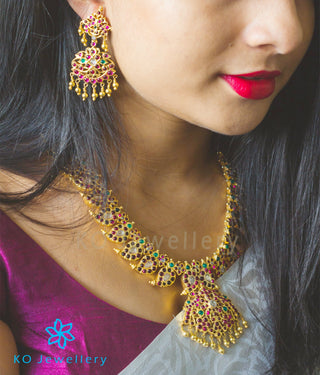 Gold plated long necklace festive wear