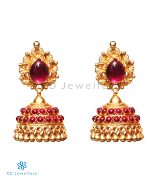 The Aarohi Silver Kempu Jhumka (Red)