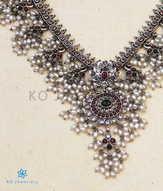 The Shloka Silver Guttapusalu Necklace (Long/Oxidised)