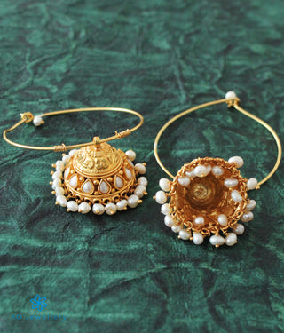 The Madhurya Silver Bali Jhumka (Pearl)