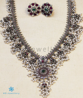 The Shloka Silver Guttapusalu Necklace (Long/Oxidised)