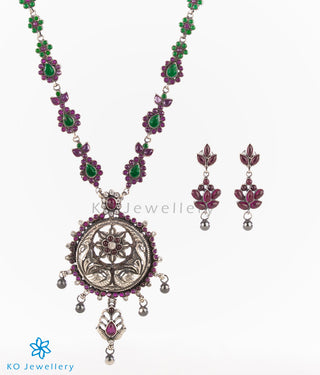 The Kritika Silver Peacock Kempu Necklace