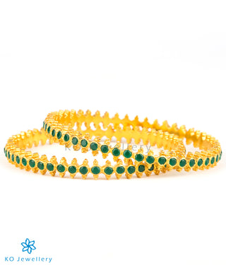 Gold coated green bangles for festivities