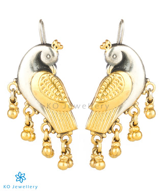 The Kira Silver Parrot Earrings(Two-tone)