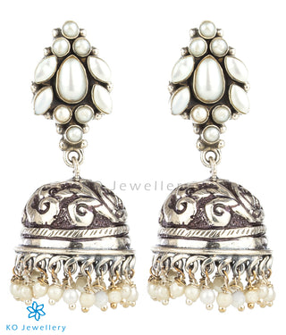 The Samaira Silver Gemstone Jhumka (Pearl)