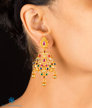 The Kadambari Silver Navaratna Earrings