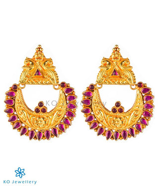 The Nilavarna Silver Peacock Earrings(Red)