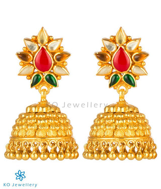 The Kshitij Silver Navratna Jhumkas