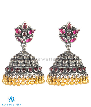 The Anandita Silver Kempu Jhumka(Two Tone)