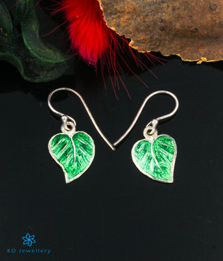 The Rutvik Silver Meenakari Earrings (Green)