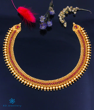 The Padmini Silver Kempu Necklace