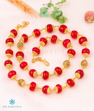 The Carnelian Gemstone Nakkasi Beads Silver Chain