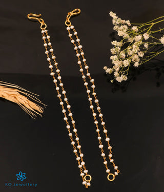 The Iravat Silver Pearl Ear chain (Two Layers)