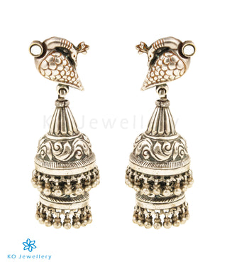 The Taus Silver Peacock 2 layer Jhumkas