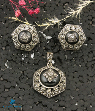 The Shona Silver Marcasite Pendant Set