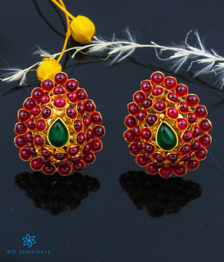 The Rudhira Silver Earstuds (Red)