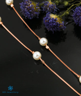 The Pearly Silver Rose-gold Necklace (Single Layer)