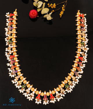 The Sampriti Silver Navratna Necklace (Long)