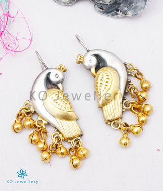 The Kira Silver Parrot Earrings(Two-tone)