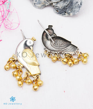 The Kira Silver Parrot Earrings(Two-tone)