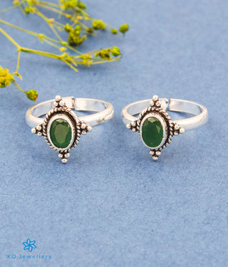 Saima Silver Toe-Rings (Green)