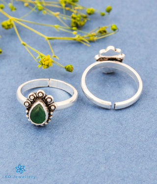 Maryam Silver Toe-Rings (green)