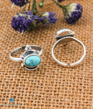 Mira Silver Toe-Rings (Turquoise)