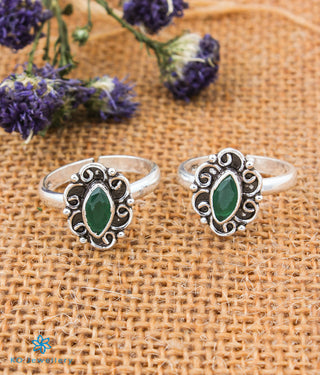 Amira Silver Toe-Rings (green)