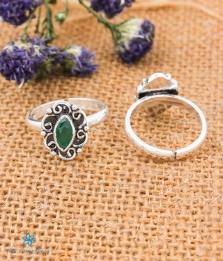 Amira Silver Toe-Rings (green)