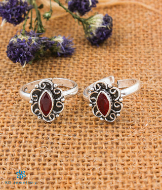 Amira Silver Toe-Rings (red)