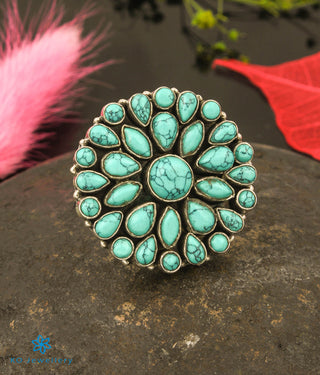 The Divit Silver Gemstone Cocktail Finger-ring (Turquoise)