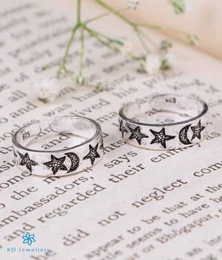 Moon & Stars Pure Silver Toe-Rings