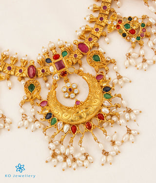 The Puspavat Silver Navaratna Guttapusalu Necklace