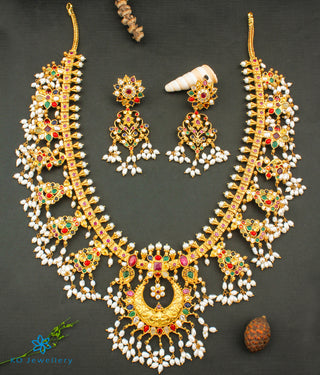 The Puspavat Silver Navaratna Guttapusalu Necklace