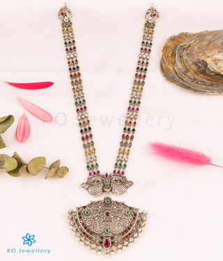 The Vasuprada Silver Mango Navartna Makarakanti Necklace