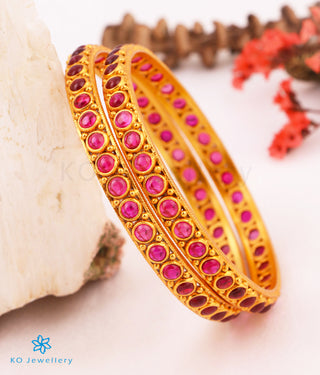 The Divya Silver Kempu Bangle(Size 2.4)