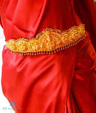 The Rudrani Lakshmi Silver Peacock Oddiyanam (Waist belt with Tassle)