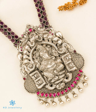 Silver Ganesha Kempu Necklace