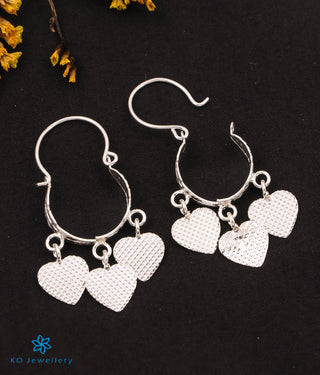 The Trio Hearts Silver Hoops