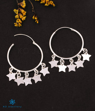 The Sparkling Stars Silver Hoops