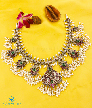 The Rachana Silver Guttapusalu Necklace (Oxidised/Medium)